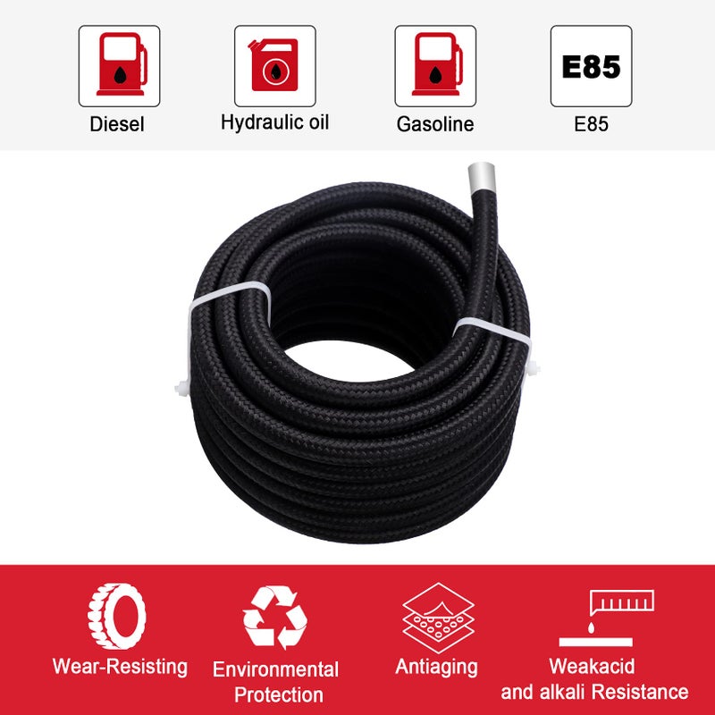 Pilida 25FT PTFE Fuel line Kit: 6AN 3/8"" Fuel Hose EFI LS Fuel Injection line E85 Oil Gas Hose Fitting Kit Nylon Stainless Steel - Image 3